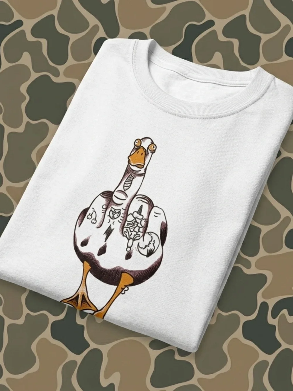 Funny Duck Middle Finger shirt, White Novelty Duck Graphic Pet Bird T-shirt